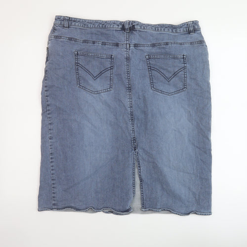 East Coast Womens Blue Cotton A-Line Skirt Size 22 Button