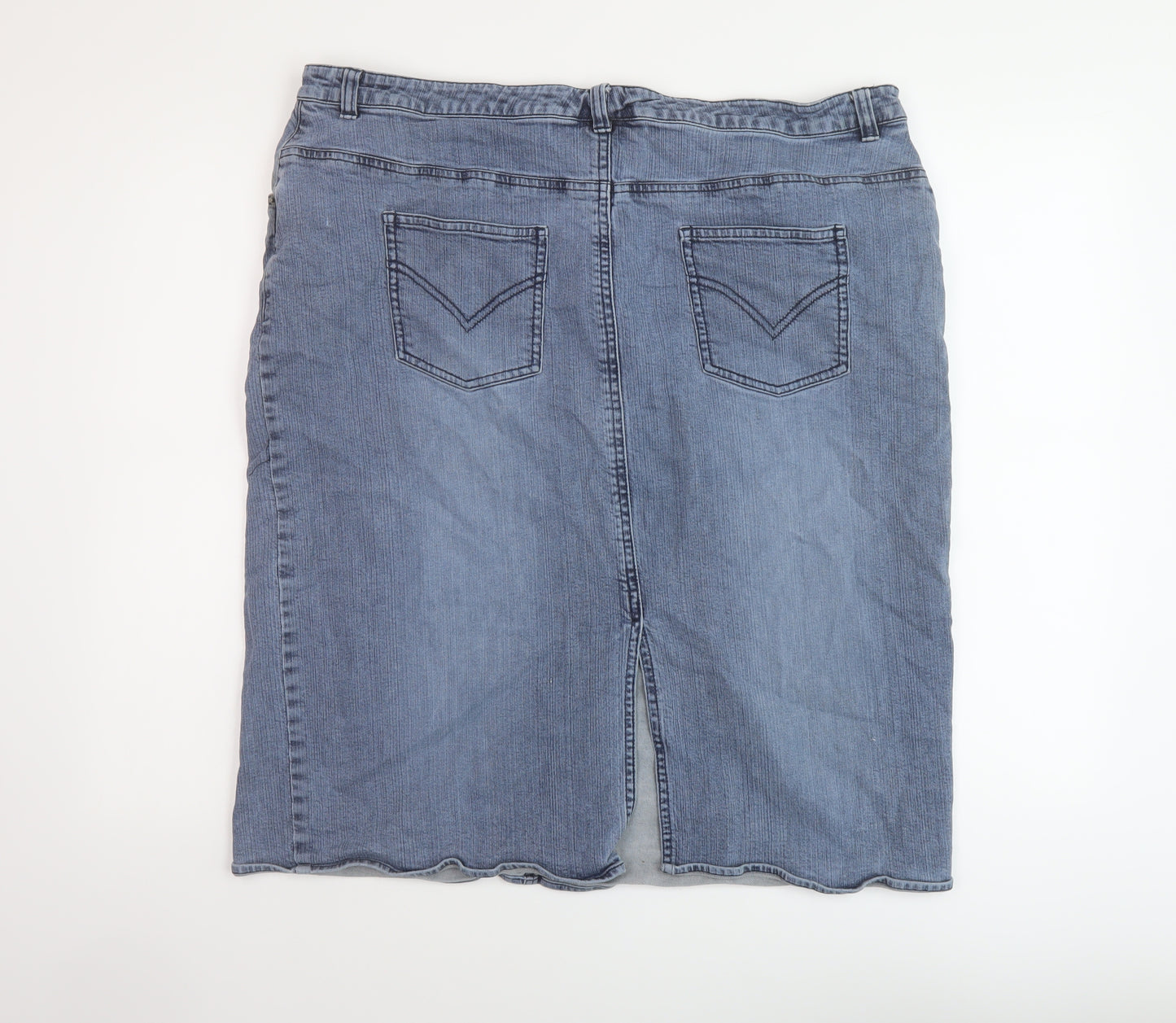 East Coast Womens Blue Cotton A-Line Skirt Size 22 Button