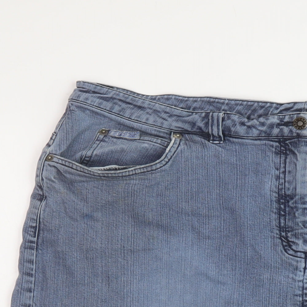 East Coast Womens Blue Cotton A-Line Skirt Size 22 Button