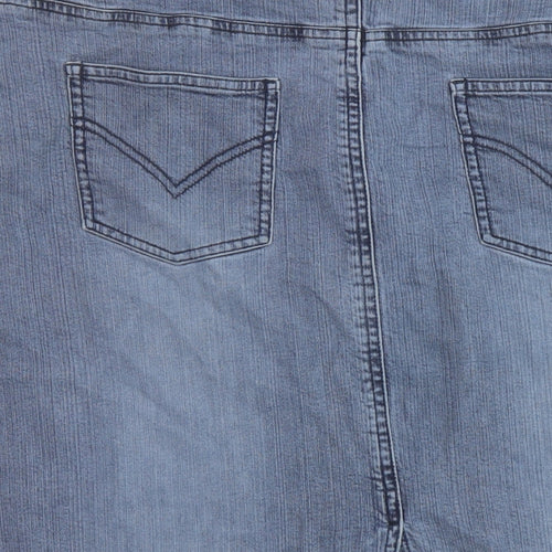 East Coast Womens Blue Cotton A-Line Skirt Size 22 Button