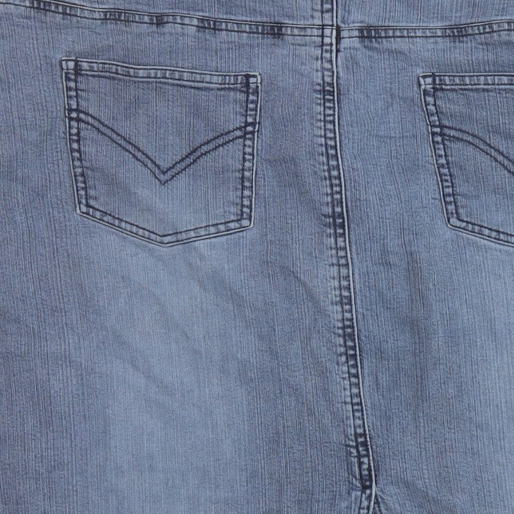 East Coast Womens Blue Cotton A-Line Skirt Size 22 Button