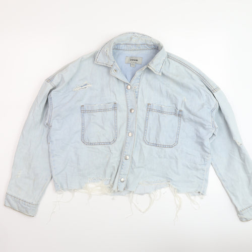 New Look Womens Blue Jacket Size 10 Snap
