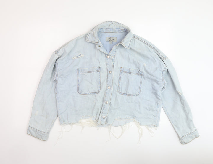 New Look Womens Blue Jacket Size 10 Snap