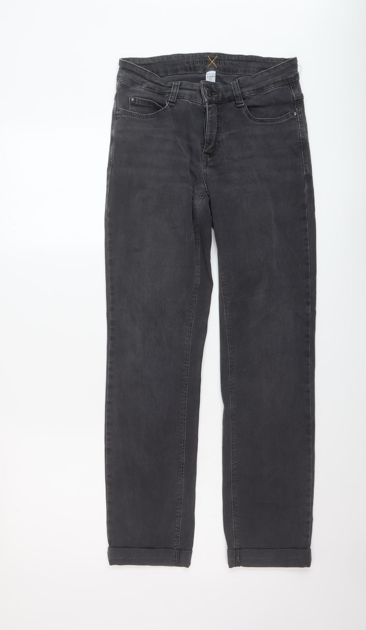 Dream Jeans Womens Grey Cotton Straight Jeans Size 26 in L29 in Regular Button