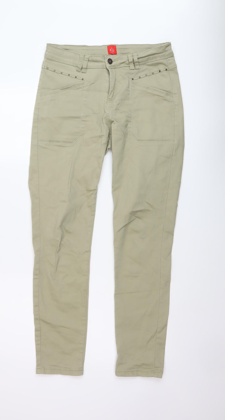 Miss Womens Green Cotton Straight Jeans Size 12 L30 in Regular Button