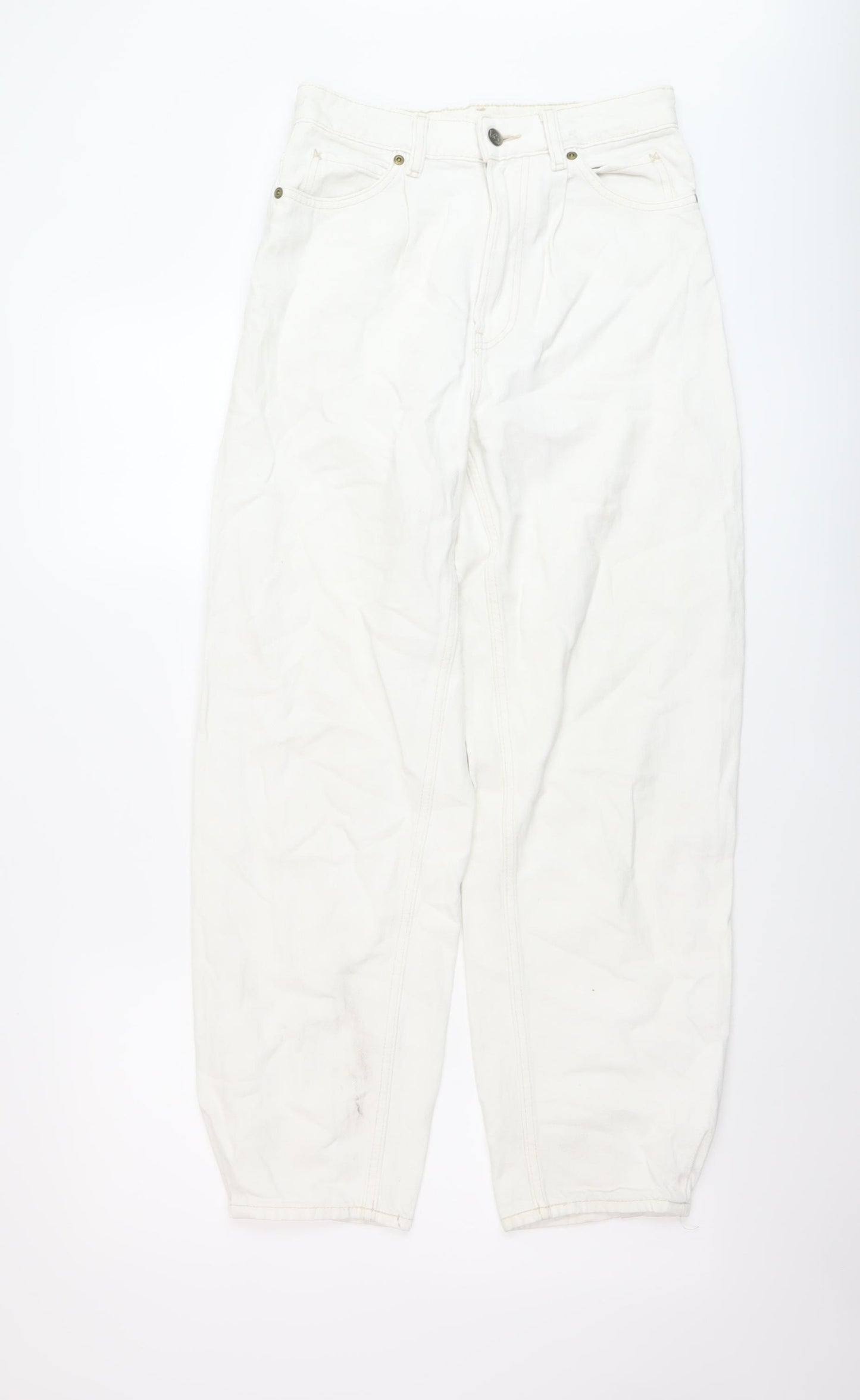 Lee Womens White Cotton Mom Jeans Size 26 L27 in Regular Button