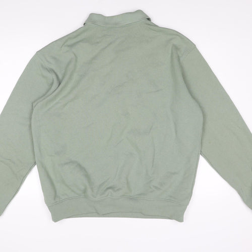 FILA Mens Green Cotton Pullover Sweatshirt Size L - 1/4 Zip Logo 1911