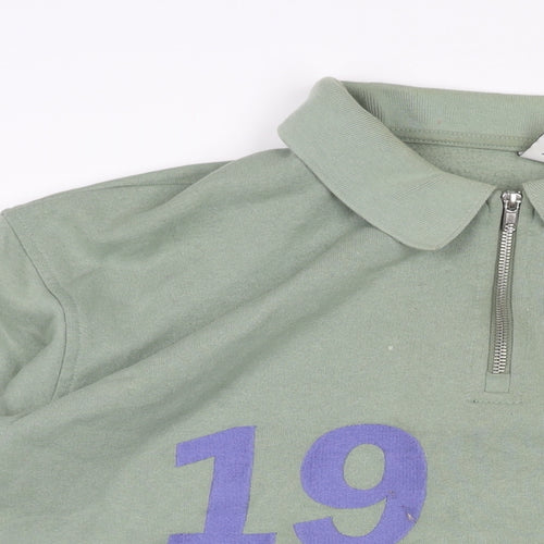 FILA Mens Green Cotton Pullover Sweatshirt Size L - 1/4 Zip Logo 1911