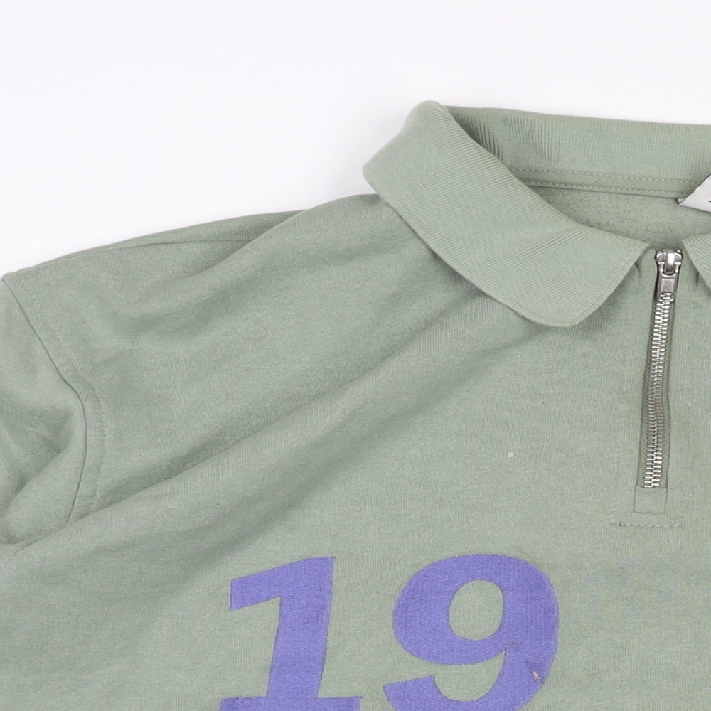 FILA Mens Green Cotton Pullover Sweatshirt Size L - 1/4 Zip Logo 1911
