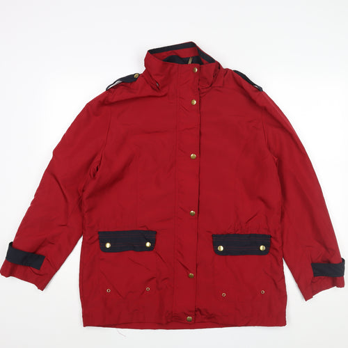 La Maison Du jersey Womens Red Rain Coat Coat Size 14 Zip - Size 14-16