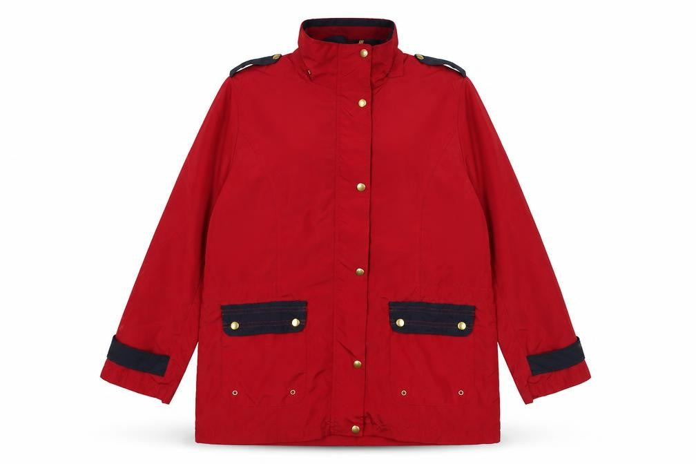 La Maison Du jersey Womens Red Rain Coat Coat Size 14 Zip - Size 14-16