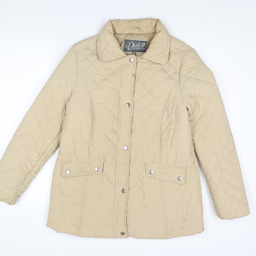 Dales Collection Womens Beige Quilted Coat Size 12 Zip