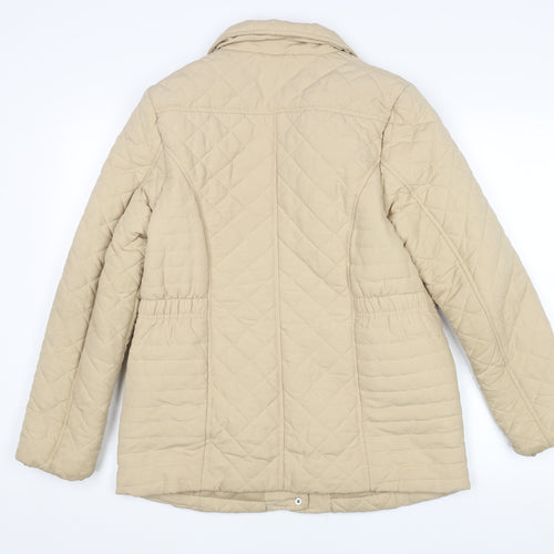Dales Collection Womens Beige Quilted Coat Size 12 Zip