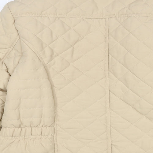 Dales Collection Womens Beige Quilted Coat Size 12 Zip