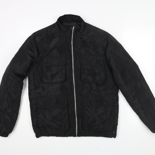 Boohoo Mens Black Bomber Jacket Jacket Size S Zip - Pockets