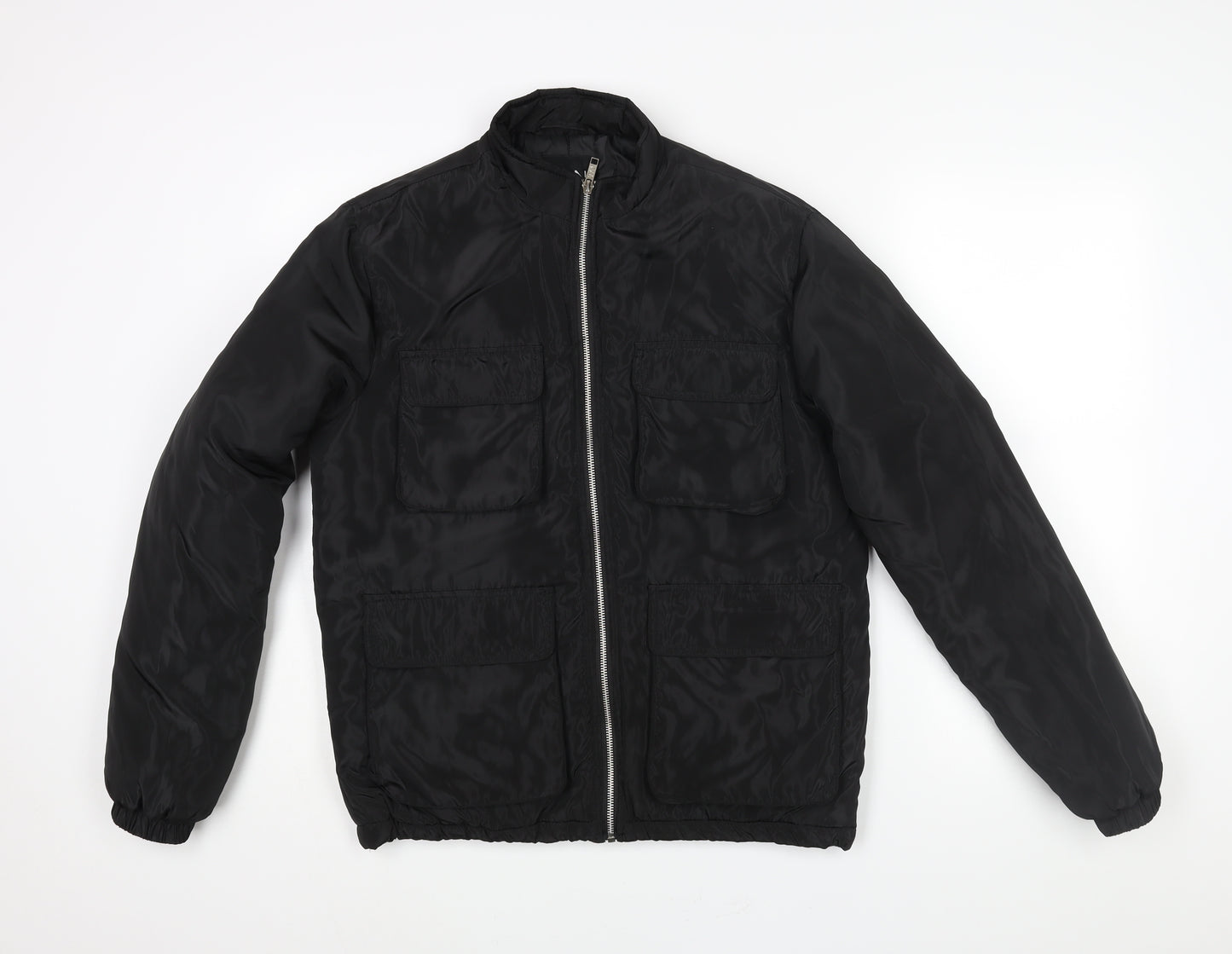 Boohoo Mens Black Bomber Jacket Jacket Size S Zip - Pockets