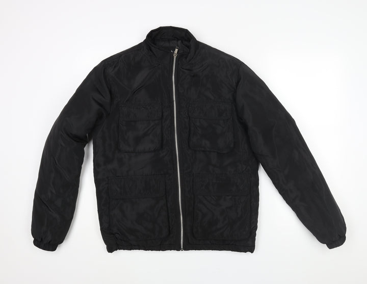Boohoo Mens Black Bomber Jacket Jacket Size S Zip - Pockets
