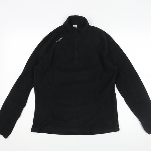 Quechua Womens Black Polyester Pullover Sweatshirt Size L Zip - Logo