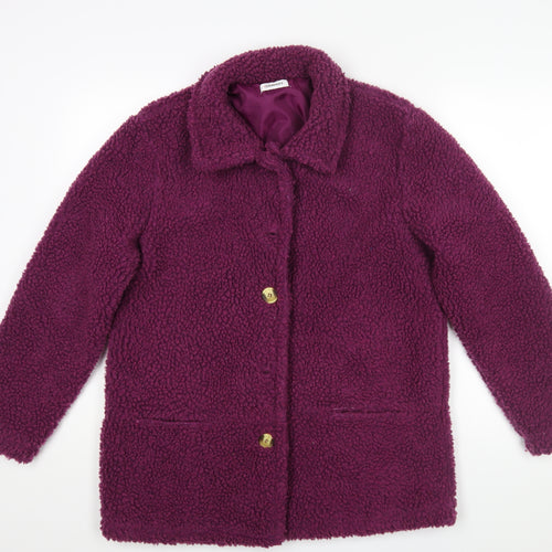 Damart Womens Purple Pea Coat Coat Size 10 Button - Size 10-12