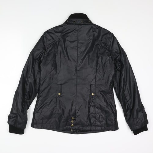 Marks and Spencer Womens Black Quilted Jacket Size 12 Zip - Pockets Buckle