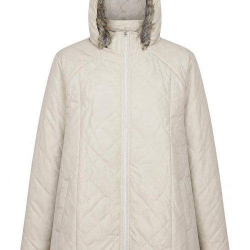 Anne De Lancay Womens Beige Parka Coat Size M Zip - Faux Fur Hood