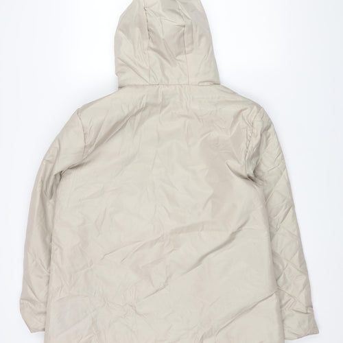 Anne De Lancay Womens Beige Parka Coat Size M Zip - Faux Fur Hood