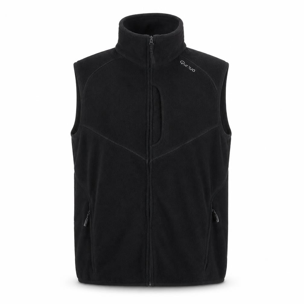 Front view of Quechua women’s black gilet jacket, size M, zip - pockets