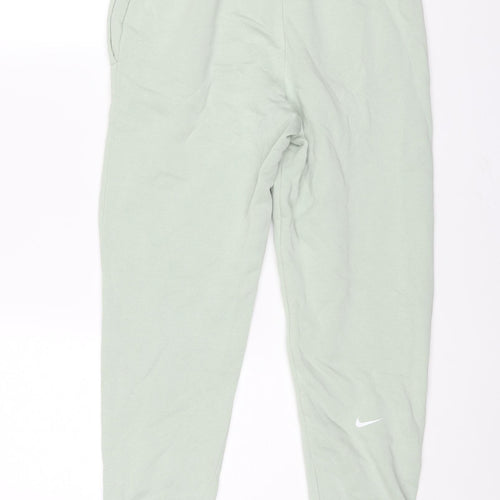 Nike Girls Green Cotton Jogger Trousers Size L L27 in Regular Drawstring - Tick Logo