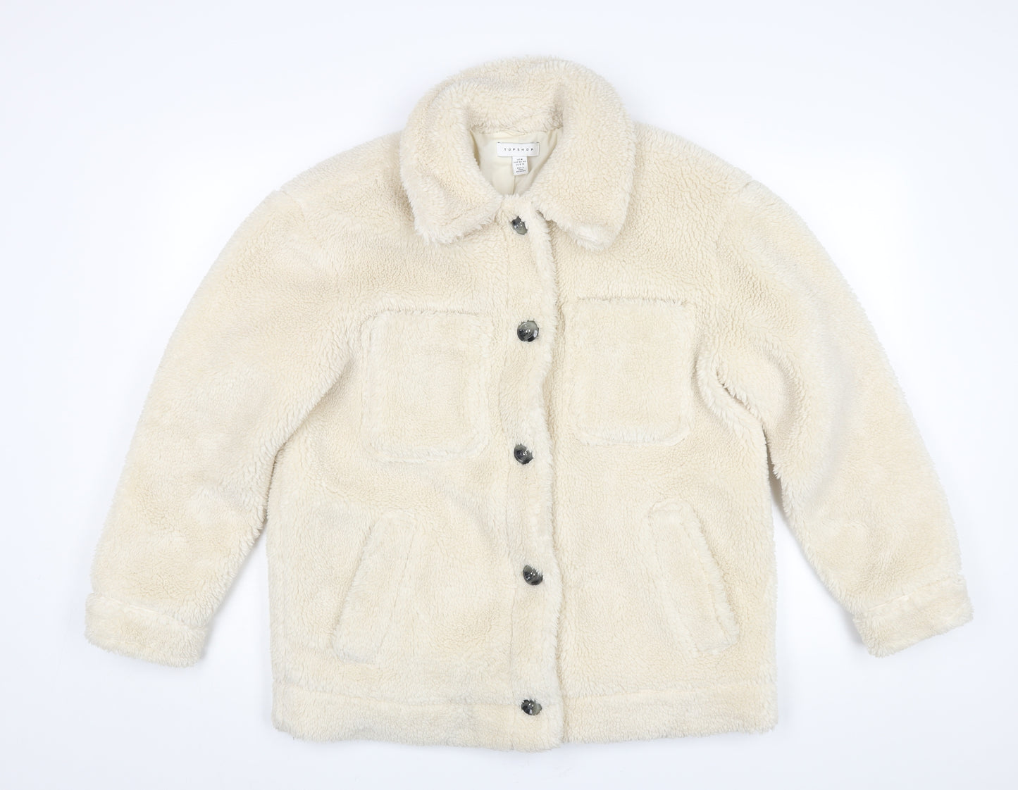 Topshop Womens Ivory Pea Coat Coat Size 12 Button