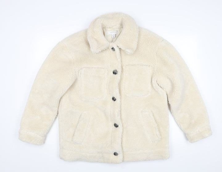 Topshop Womens Ivory Pea Coat Coat Size 12 Button