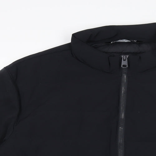 Zara Mens Black Quilted Jacket Size M Zip