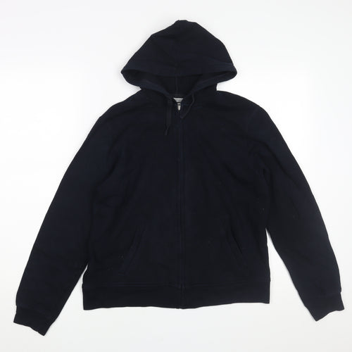 Marks and Spencer Womens Blue Cotton Full Zip Hoodie Size 14 Zip