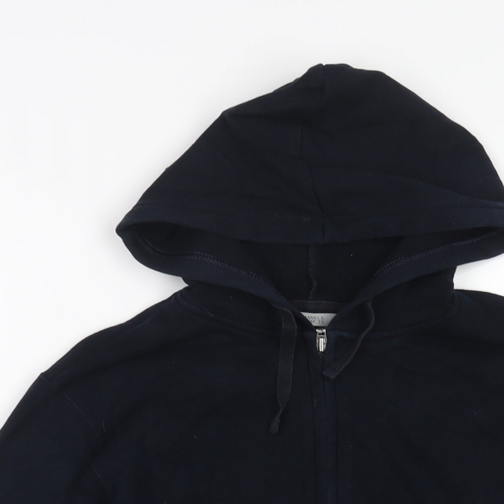 Marks and Spencer Womens Blue Cotton Full Zip Hoodie Size 14 Zip