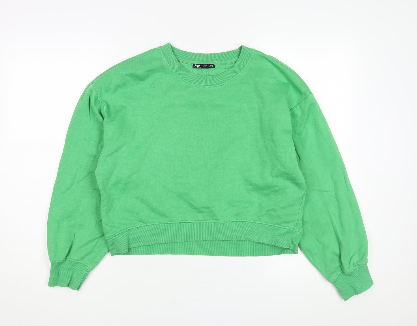 Zara Womens Green Cotton Pullover Sweatshirt Size S Pullover