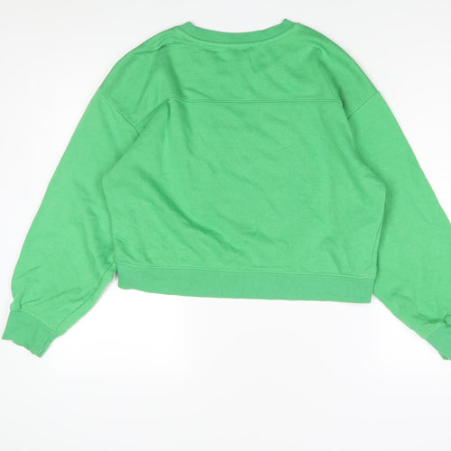 Zara Womens Green Cotton Pullover Sweatshirt Size S Pullover