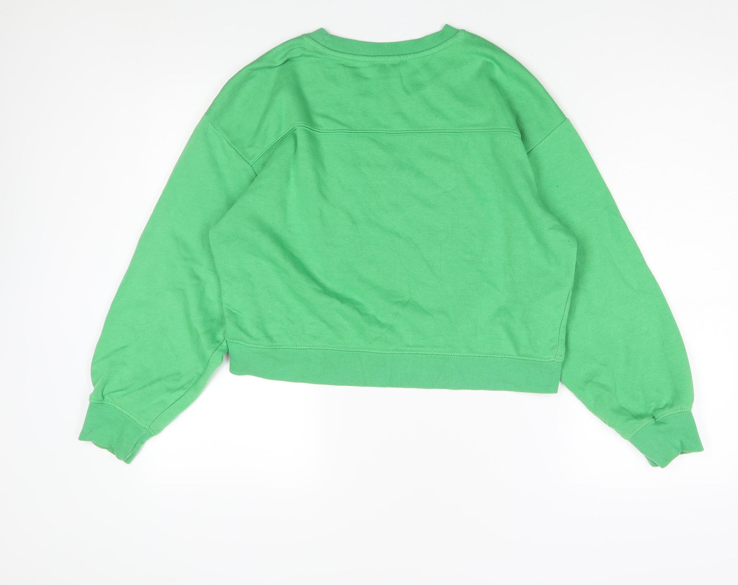 Zara Womens Green Cotton Pullover Sweatshirt Size S Pullover
