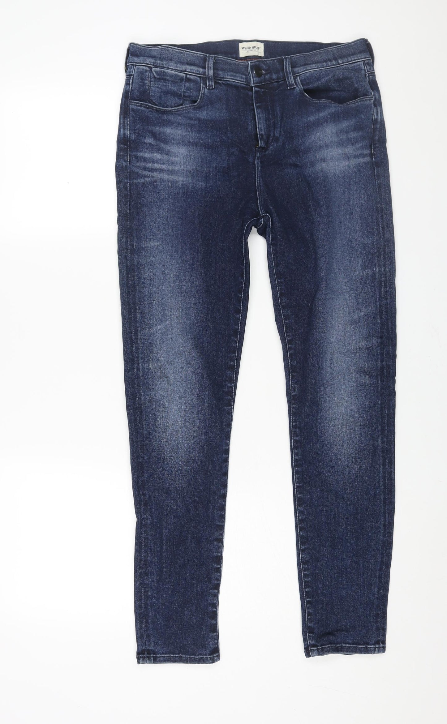 White Stuff Womens Blue Cotton Skinny Jeans Size 10 L29 in Regular Zip