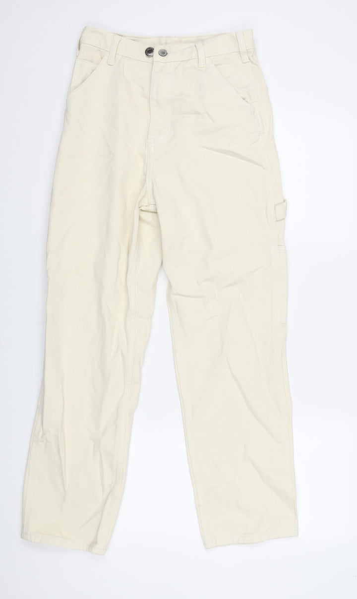 J. Galt Womens Ivory Cotton Boyfriend Jeans Size M L28 in Regular Zip - Cargo Style