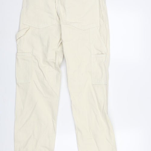 J. Galt Womens Ivory Cotton Boyfriend Jeans Size M L28 in Regular Zip - Cargo Style
