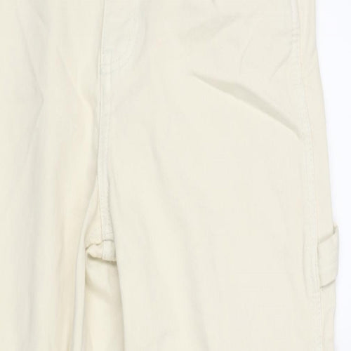J. Galt Womens Ivory Cotton Boyfriend Jeans Size M L28 in Regular Zip - Cargo Style