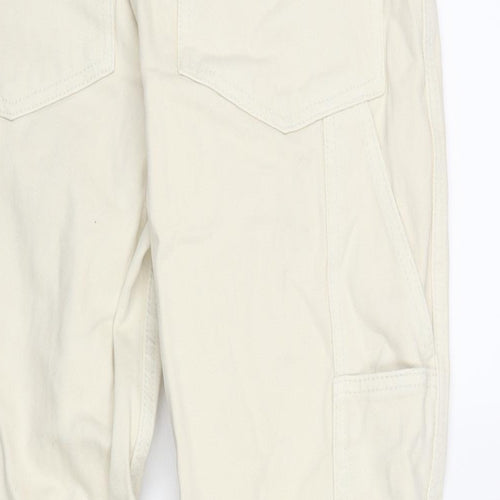 J. Galt Womens Ivory Cotton Boyfriend Jeans Size M L28 in Regular Zip - Cargo Style