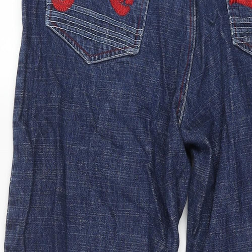 Akademiks Mens Blue Cotton Straight Jeans Size 34 in L31 in Regular Zip - Embroidered Detail Logo