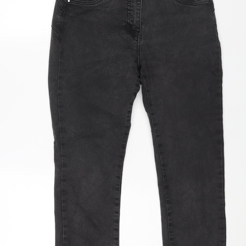 M&Co Womens Grey Cotton Skinny Jeans Size 12 L27 in Regular Zip