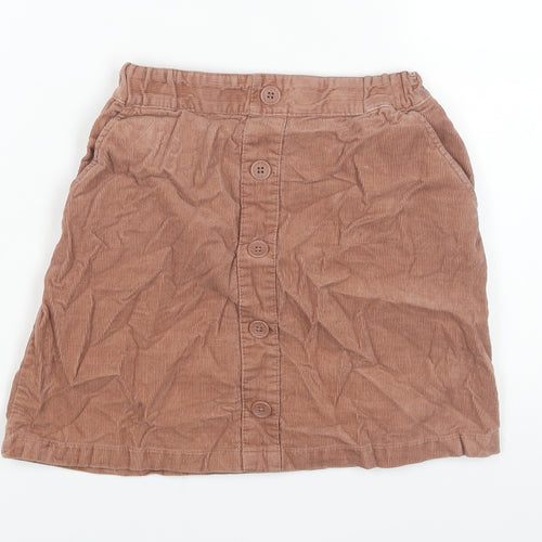 Uniqlo Girls Pink Cotton A-Line Skirt Size 7-8 Years Regular Pull On - Button Detail