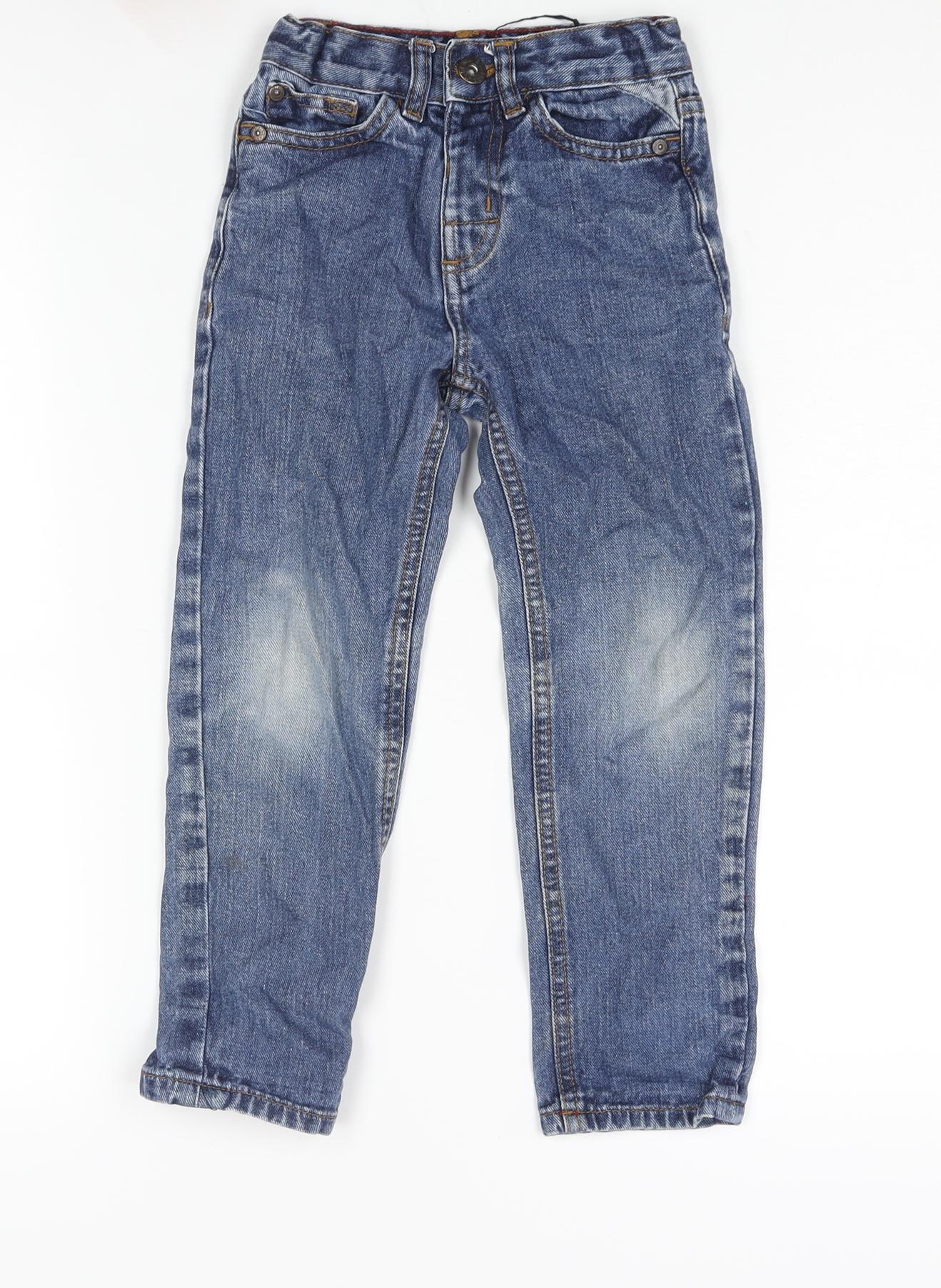 John Lewis Boys Blue Cotton Straight Jeans Size 4 Years Regular Button