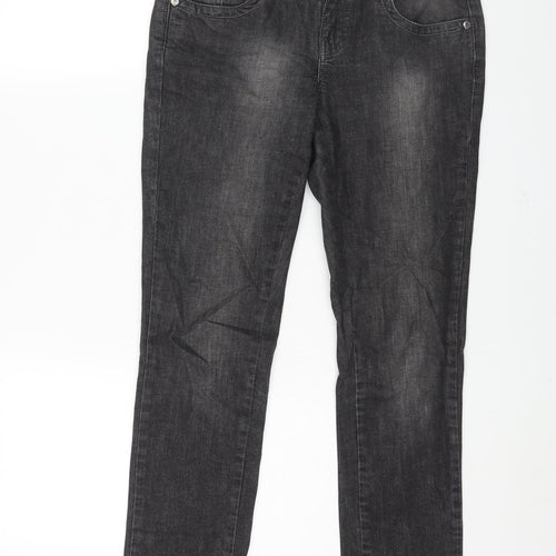 Falmer Womens Grey Cotton Straight Jeans Size 8 L29 in Regular Zip