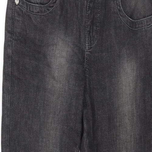 Falmer Womens Grey Cotton Straight Jeans Size 8 L29 in Regular Zip