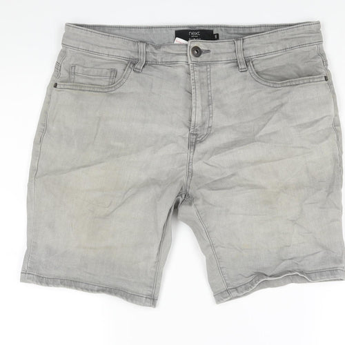 NEXT Mens Grey Cotton Bermuda Shorts Size 34 in L8 in Regular Zip