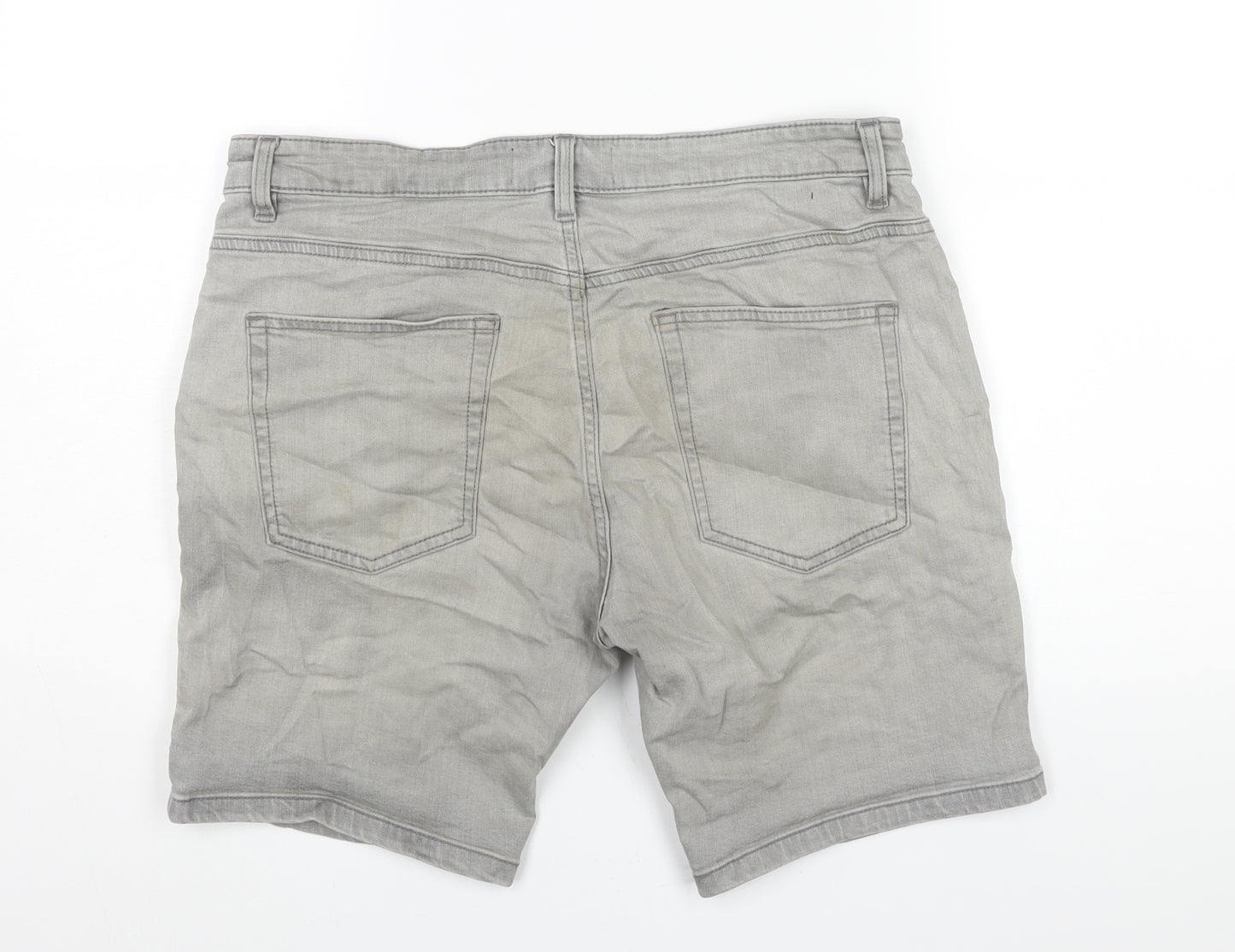 NEXT Mens Grey Cotton Bermuda Shorts Size 34 in L8 in Regular Zip