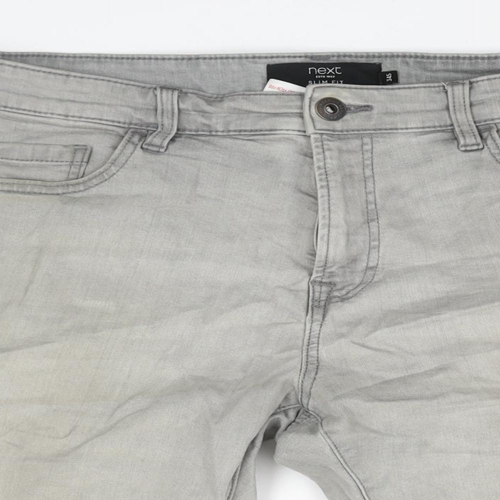 NEXT Mens Grey Cotton Bermuda Shorts Size 34 in L8 in Regular Zip